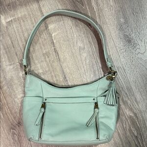 The Sak Mint Green Leather Shoulder Bag with Tassel Charm